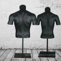 Black plastic half body muscular bodybuilder sports clothes male female mannequin torso with stand